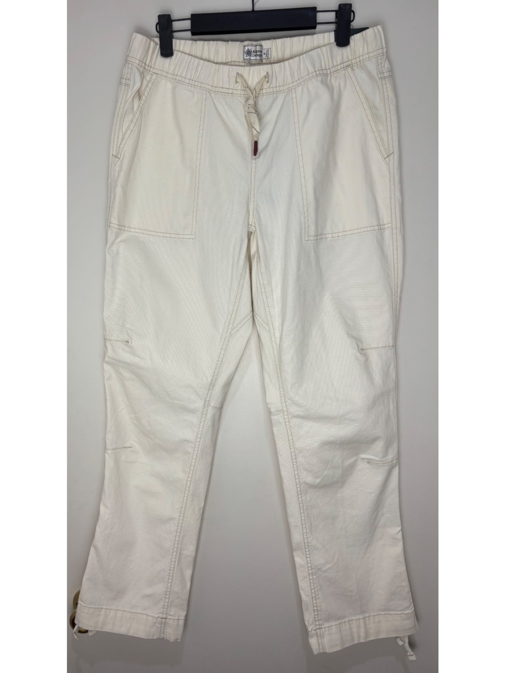 Alpine Design Women’s Organic Cotton Pants Off White Drawstring Ankle Medium NWT